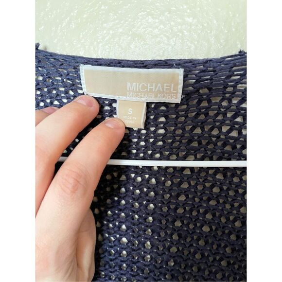Michael Kors Open Front Cardigan Short Sleeve Small Navy Blue - Picture 6 of 6